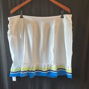 Addison bay White tennis athletic Skort  with Blue and Green Accents XL NWT